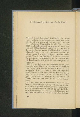 Als Garantie-Ingenieur auf "Große Fahrt"
