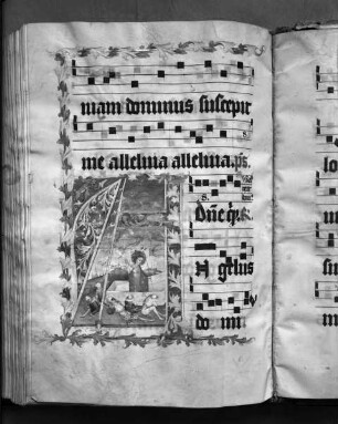 Chorbuch — Buchseite mit der Auferstehung Christi