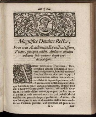 Magnifice Domine Rector, Proceres Academiae Exellentissimi, ...