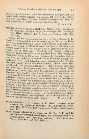 57 [Rezension] Schütte, Albert, Handbuch der deutschen Heiligen
