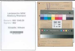 Entnazifizierung Wilhelm Schaefer , geb. 12.06.1892 (Beamter)