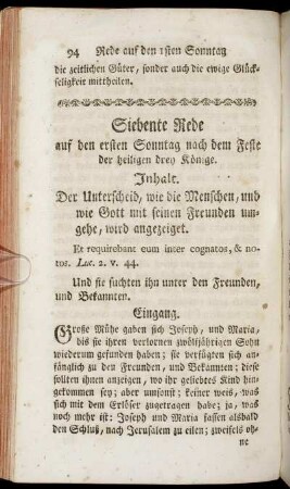 Siebente Rede auf den ersten Sonntag nach dem Feste der heiligen drey Könige.