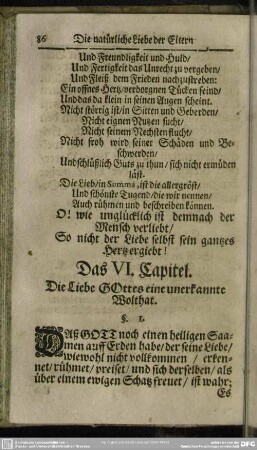 Das VI. Capitel. Die Liebe Gottes eine unerkannte Wolthat