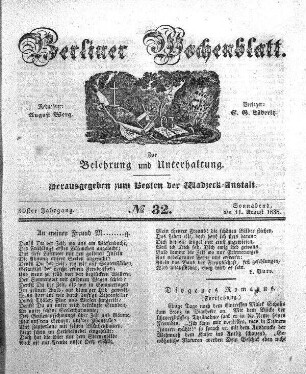 No. 32, Sonnabend, den 11. August 1838.
