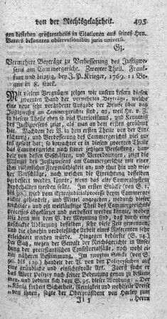 Vermehrte Beyträge zu Verbesserung des Justizwesens am Cammergericht. T.2.