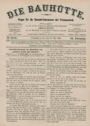 No 22/23. Frankfurt a. M., den 28. Mai 1921. 64. Jahrgang.
