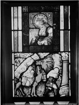 Kloster Lichtental Fürstenkapelle Fenster mit Glasmalerei (16. Jahrhundert) Flucht nach Ägypten