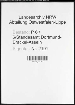 Sterberegister Standesamt Dortmund-Brackel-Asseln (XVI)