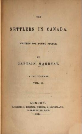 The settlers in Canada : written for young people, 2