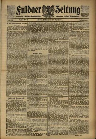 Erste Ausgabe vom Mittwoch, den 23. August 1911.