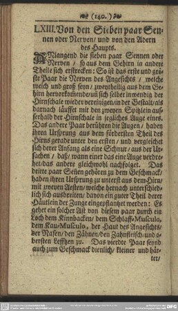 LXIII. Von den Sieben paar Sennen oder Nerven, und von den Adern des Haupts