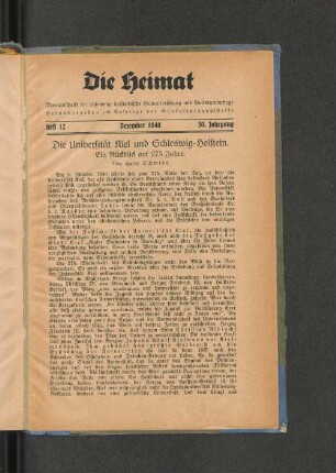 Die Universität Kiel und Schleswig-Holstein