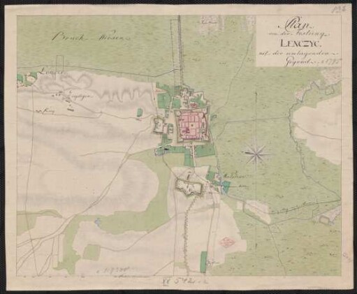 Plan von der Festung Lenczyc mit der umliegenden Gegend