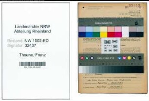 Entnazifizierung Franz Thoene, geb. 23.09.1888 (Oberstudiendirektor)