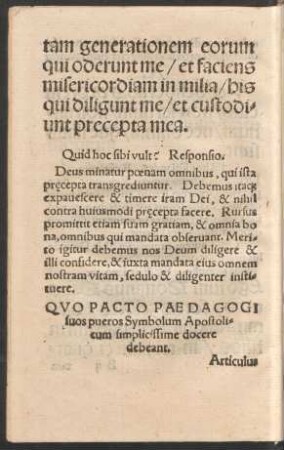 Quo Pacto Paedagogi suos pueros Symbolum Apostolicum simplicissime docere debeant.