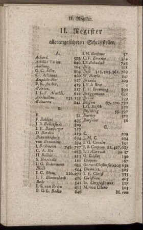 II. Register allerangeführten Schriftsteller.