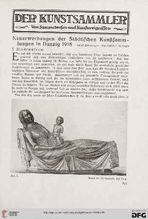 11.1919: Neuerwerbungen der Städtischen Kunstsammlungen in Danzig 1918
