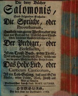 Die drey Bücher Salomonis ...