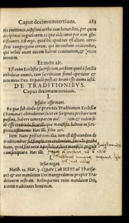 De Traditionibus. Caput decimum tertium.