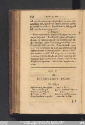 Cap. V. de Interioribus Entis.