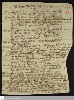 Tagebuch von Nikolaus Dal.