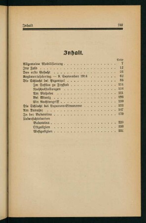233, Inhaltsverzeichnis