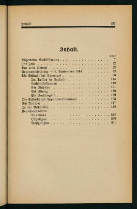 233, Inhaltsverzeichnis