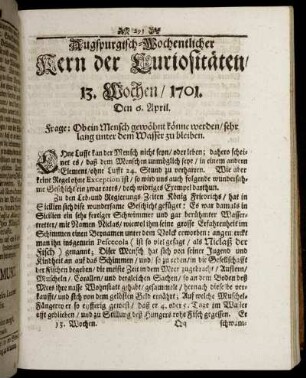 13. Wochen / 1701.
