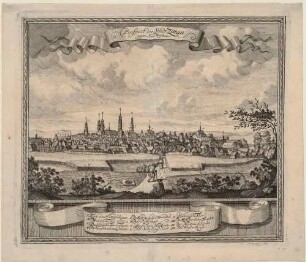 Stadtansicht von Zittau von Südwesten, aus: Analecta fastorum Zittaviensium, [...]
