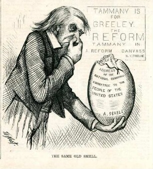 The same old smell : Uncle Sam riecht an einem verfaulten Ei