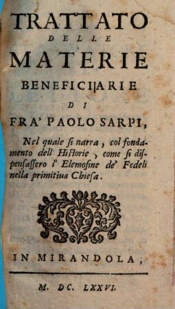 Trattato delle materie beneficiarie