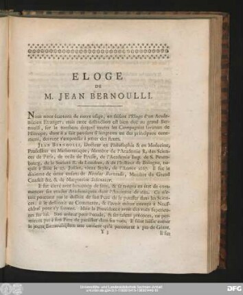 Eloge De M. Jean Bernoulli.