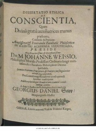 Dissertatio Ethica De Conscientia