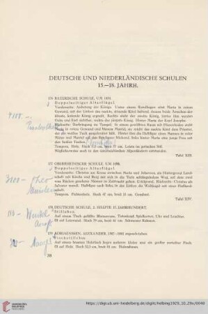 Deutsche und Niederländische Schulen 15.-18. Jahrh. (Nr. 176-197)
