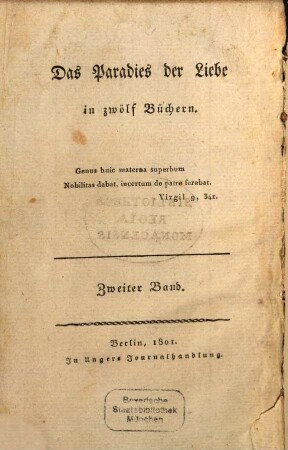 Das Paradies der Liebe : in zwölf Büchern, 2