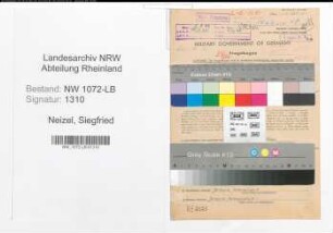 Entnazifizierung Siegfried Neizel , geb. 09.04.1909 (Angestellter)