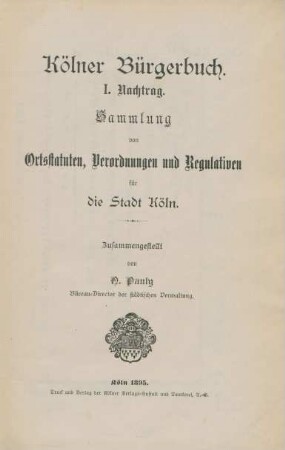 Nachtr. 1: Kölner Bürgerbuch