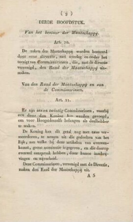 Derde hoofdstuk. Van het bestuur der Maatschappij