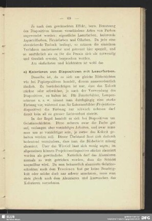 a) Kolorieren von Diapositiven mit Lasurfarben