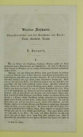 Vierter Abschnitt. Charakterbilder aus der Geschichte der Perser. Cyrus, Kambyses, Darius