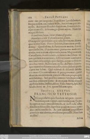 Epistola XXXVIII. Francisco Tettonio.