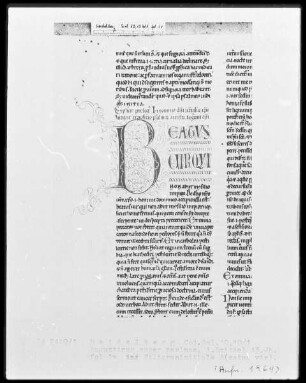 Expositio psalmorum Aurelii Augustini — Initiale B(eatus), Folio 1verso