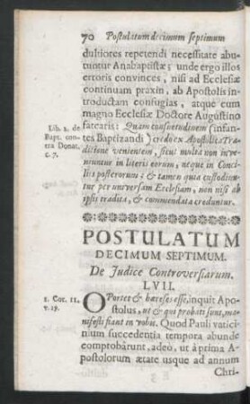 Postulatum Decimum Septimum. De Judice Controversiarum