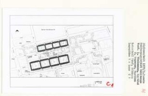 Sanierungsgebiet Rollberge, Berlin-Neukölln (Diplomarbeit bei Kurt Dübbers): Lageplan 1:1000