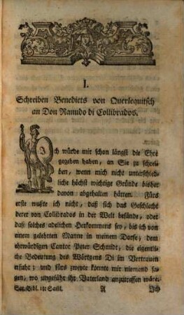 Satyrische Bibliothek oder auserlesener kleiner satyrischen Schriften ... Sammlung. 1. 1760