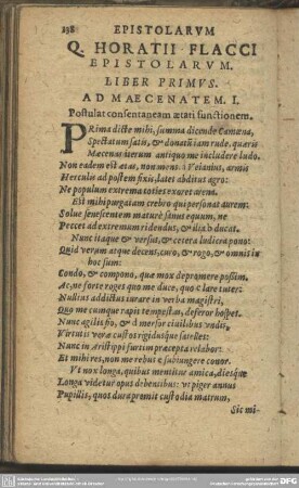 Q. Horatii Flacci Epistolarum