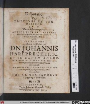 Disputatio, De Emptione Et Venditione