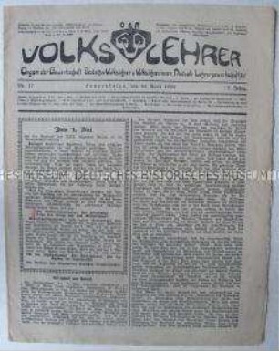 Mitteilungsblatt der Gewerkschaft Deutscher Volkslehrer u. Volkslehrerinnen u.a. zum 1. Mai