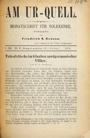 Am Ur-Quell : Monatschrift für Volkskunde. 3. 1892
