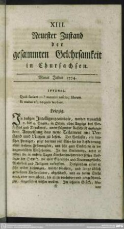 Monat Julius 1774 (XIII/XIV)
